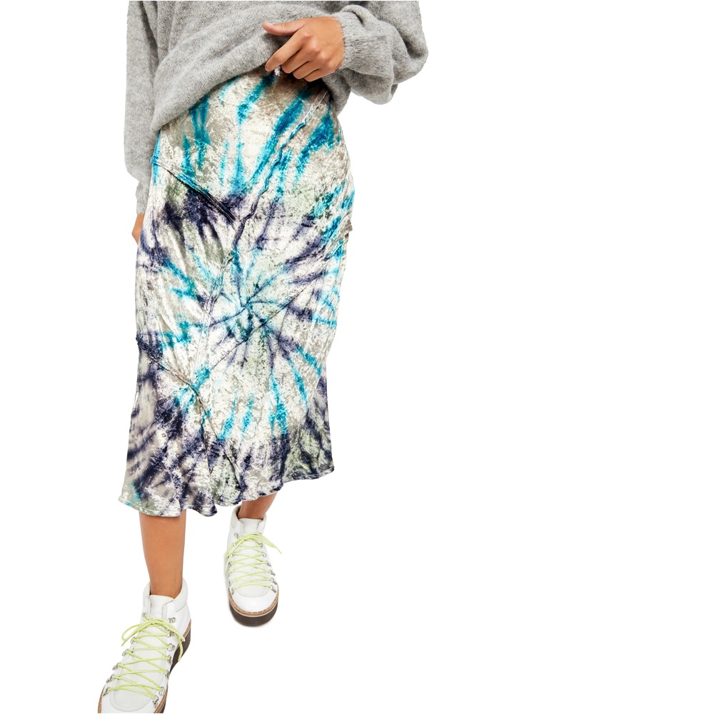 Free People Women's Skirt Gray Size Small S Velvet Tie-Dye Print Maxi